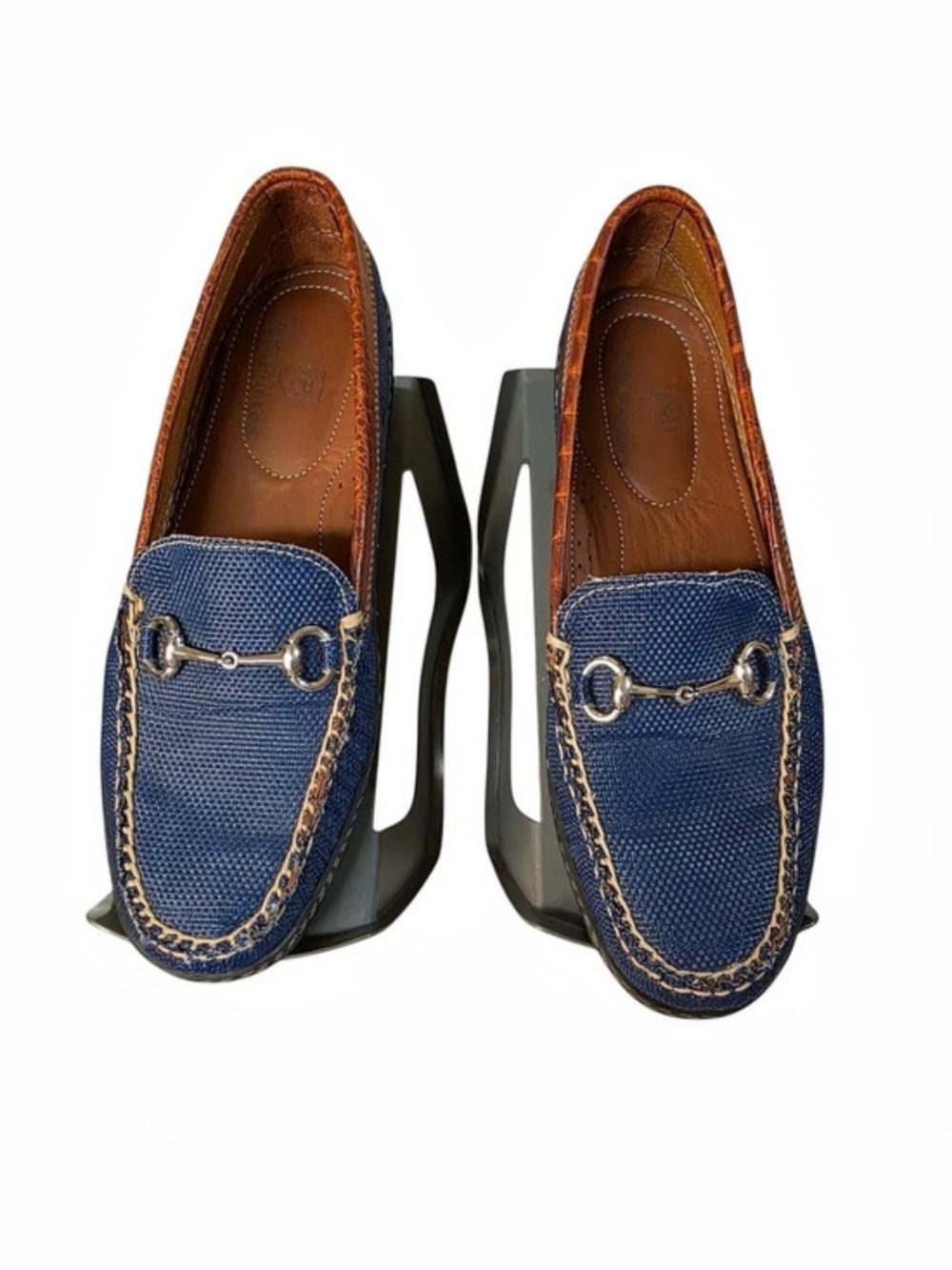 TB Phelps Men's Traditions Mesh Bit Drivers Navy & Brown US 9.5 M